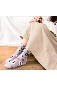 Sosete dama, moi si fine, cu mesaj “love me”, imprimeu animale, marime 36-42, roz - Img 3