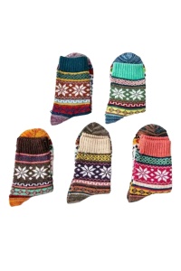 Sosete dama, set 5 perechi, model nordic, tematica I love snow, marime 38 – 42, multicolore