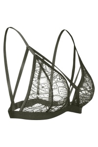 Sutien dama, bretele decorative, model floral, verde - Img 3
