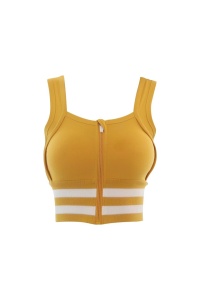 Vesta fitness dama din spandex, efect de sauna, cu fermoar, galbena - Img 4