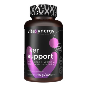 VITAXYNERGY Liver Support - 60 Tablete Supliment Nutritiv pentru Functionarea Optima a Ficatului si a Sistemului Gastrointestinal Cu Aminoacizi Esentiali si Extracte Naturale Preventiv pentru Protejarea Functiei Hepatice Normale
