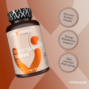 VITAXYNERGY VITAMIN B-COMPLEX 30 tablete - Energie, Vitalitate si Sanatatea Sistemului Nervos, Aprobat de Ministerul Sanatatii, Certificat FDA, GMP, Halal - Img 4