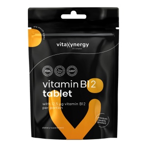 VITAXYNERGY VITAMIN B12 TABLET - 30 Tablete Supliment Nutritiv pentru Sistemul Nervos si Energie, Ambalaj Eco-Friendly, Aprobat de Ministerul Sanatatii, Certificat FDA, GMP, Halal