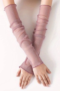 Acoperitori pentru maini tip manusi, model semitransparent si delicat, fara degete si fara prindere, tematica cute and soft, marime universala, mov - Img 4