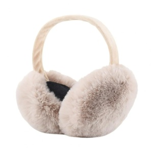 Acoperitori pentru urechi, protectie impotriva frigului, model casti dama clasice, calduroase si pufoase, pliabile, tematica fluffy winter, marime universala, maro deschis