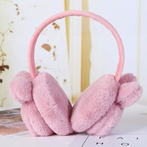 Acoperitori pentru urechi, protectie impotriva frigului, model casti pentru copii, tematica sleepy bunny, marime universala, roz inchis - Img 3
