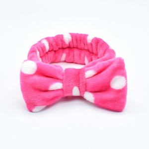 Bentita cosmetica machiaj, elastica, model cu buline albe, fucsia, marime standard - Img 2