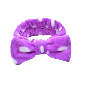 Bentita cosmetica machiaj, elastica, model cu buline albe, mov, marime standard