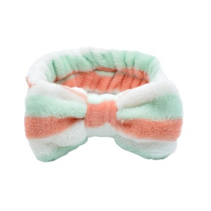 Bentita cosmetica machiaj, elastica, model dungi multicolore, verde cu corai, marime standard