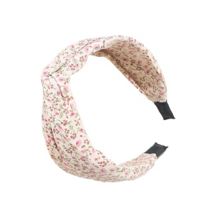 Bentita pentru par cu nod, model clasic elegant, cu imprimeu floral, marime universala, alba