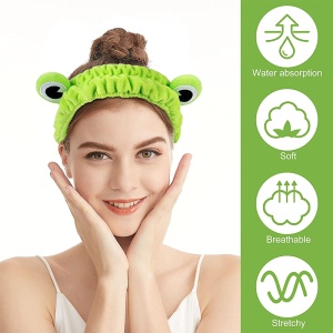 Bentita pentru par elastica, model broscuta amuzanta, verde deschis, marime standard - Img 3