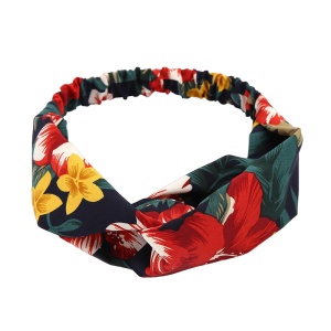 Bentita pentru par elastica, model cu nod summer dream, imprimeu floral exotic, marime universala, multicolora