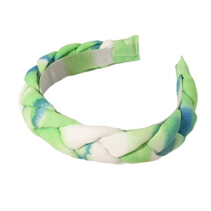 Bentita pentru par, model impletitura sofisticata, marime universala, verde