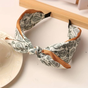 Bentita pentru par, model versatil si elegant cu funda, imprimeu floral, tematica fashion style, marime universala, maro - Img 3