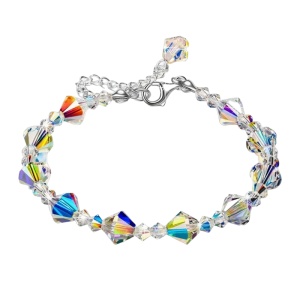 Bratara dama, cu pandantive romburi de sticla, model jucaus, reglabila, tematica shine on, multicolora