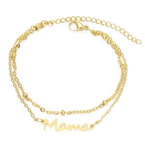 Bratara dama, dublata, model cel mai frumos cuvant, pandantiv mama, cu accesorii bilute, reglabila, aurie