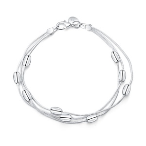 Bratara dama, model cu lanturi multiple, accesorii ovale, dimensiune fixa, argintie