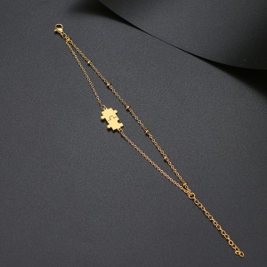 Bratara dama, model dublat cu accesorii bilute, tematica perfect match, pandantiv piese de puzzle, reglabila, aurie - Img 4