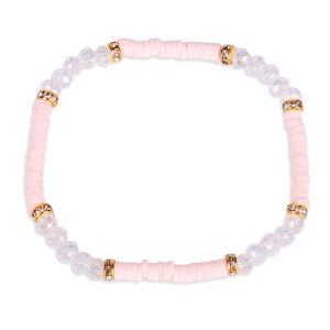 Bratara dama, model vara, mana sau glezna, handmade, din margele, roz, cristale din sticla,