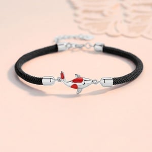 Bratara dama, sfoara, reglabila, model creativ, accesoriu peste koi norocos, neagra - Img 2