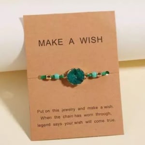 Bratara dama, sfoara, reglabila, model make a wish, accesoriu rotund, verde - Img 2