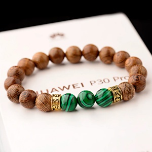 Bratara, model fashion, accesorii roca naturala, unisex, verde, - Img 2