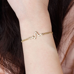 Bratara, model heartbeat, aurie, dimensiune reglabila, unisex - Img 4