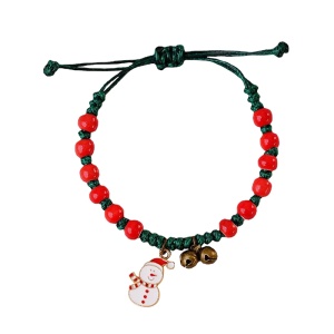 Bratara reglabila, tematica de Craciun, model accesorizat cu om de zapada, tematica happy winter, unisex, alb