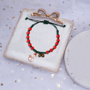 Bratara reglabila, tematica de Craciun, model accesorizat cu om de zapada, tematica happy winter, unisex, alb - Img 3