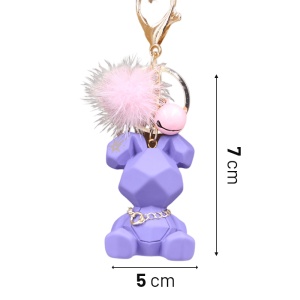 Breloc, model cu iepuras fashion, accesorii cute si zgomotoase, prindere sigura cu inel si carlig, tematica happy life rabbit, unisex, mov - Img 4