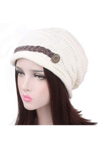 Caciula dama, model accesorizat cu detaliu impletit, tematica city style, marime universala, bej - Img 4