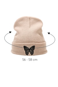 Caciula dama, model minimalist cu fluturas, tematica snow butterfly, marime universala, maro deschis - Img 4