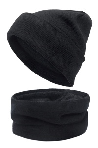 Caciula dama, set 3 piese, model cu manusi si fular tip guler asortate, captuseala calduroasa, tematica cozy winter, marime universala, neagra - Img 3