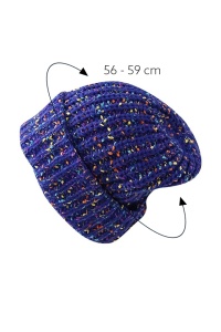 Caciula iarna, model supradimensionat colorat vesel si calduros, usor elastica, tematica fashion winter, unisex, marime universala, albastru inchis - Img 4