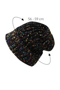 Caciula iarna, model supradimensionat colorat vesel si calduros, usor elastica, tematica fashion winter, unisex, marime universala, neagra - Img 4