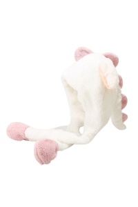 Caciula pentru adulti, model moale si calduros cu dinozaur, tematica jurasic world, unisex, alba