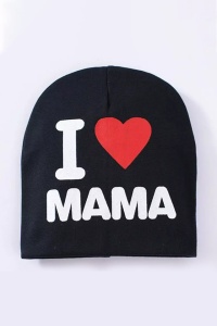 Caciula pentru copii, model “I love mama”, calduroasa si cool, neagra, marime universala - Img 2