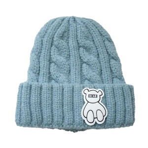 Caciula pentru copii, model moale si calduroasa, tematica happy bear world, 3 – 10 ani, albastru deschis