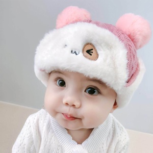 Caciula pentru copii, model pom pom cu urechiuse si prindere in doua moduri, tematica I wink back, 1 – 3 ani, roz - Img 3