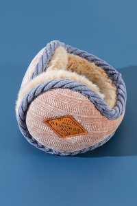 Casti de protectie impotriva frigului si a vantului pentru barbati, moi si calduroase, model soft and fluffy care se poarta pe spatele capului, pliabile, marime universala, crem - Img 3