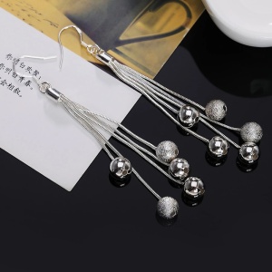 Cercei dama, model delicat deosebit, accesorii multiple tip globuri glamour, tematica fancy life, argintii - Img 4