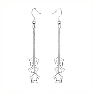 Cercei dama, model delicat deosebit, accesorii multiple tip stelute, tematica fancy life, argintii