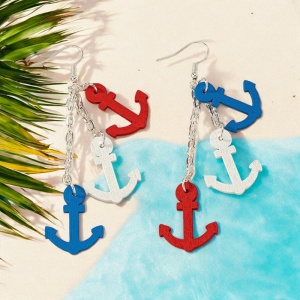Cercei dama, model sailing, cool si indraznet, pandantive tip ancora, tematica sea lover, multicolori - Img 2