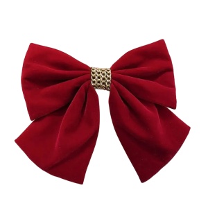 Clama de par, model royal touch de catifea, accesorizat cu funda supradimensionata si accesoriu elegant, rosie