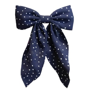 Clama de par tip ac, model cu funda ampla eleganta, imprimeu buline mici, albastru inchis