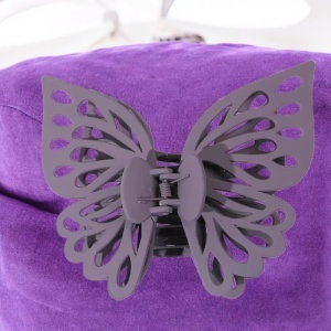 Cleste de par, prinde puternica, model voluminos fluture elegant, tematica I love butterfly, gri - Img 3