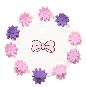 Clesti de par, set 10 bucati, model minimalist, prindere puternica, floricele delicate, M2, tematica happy life, mov