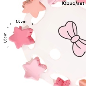 Clesti de par, set 10 bucati, model minimalist, prindere puternica, stelute magice, tematica happy star, roz deschis - Img 3