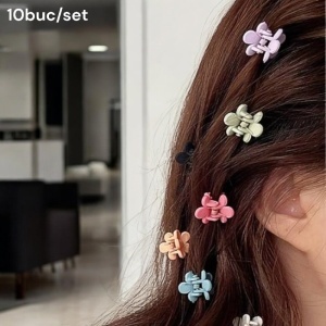 Clesti de par, set 10 bucati, model minimalist, prindere puternica, iepurasi poznasi, tematica happy moment, albastru - Img 4