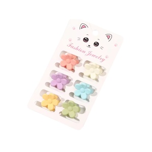 Clesti de par, set 6 bucati, model vesel opac, cu floare, tematica colorful life, galben multicolor